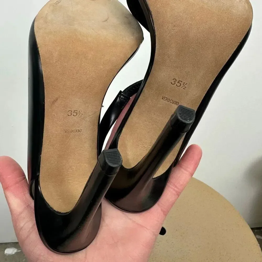 Alexander Wang Women’s Edie Slingback Heels Black Leather Pumps